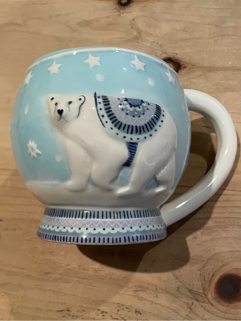 World Market Ceramic Polar Bear embossed oversized mug nordic OS